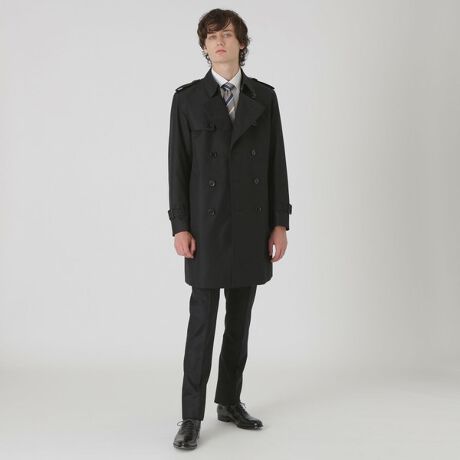 超美品 BURBERRY ダブルブレスト トレンチコート ブラック 代える 日本製