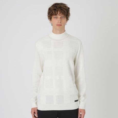 シャドーチェックタートルネックニット | ブラックレーベル・クレスト  