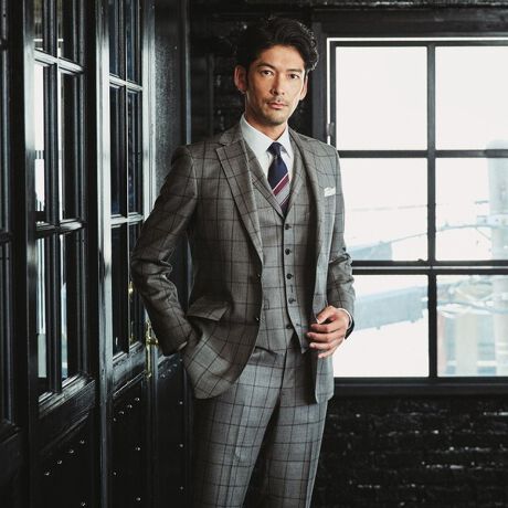 久保田裕之限定モデル】Ermenegildo Zegna グレージュウィンドーペン 