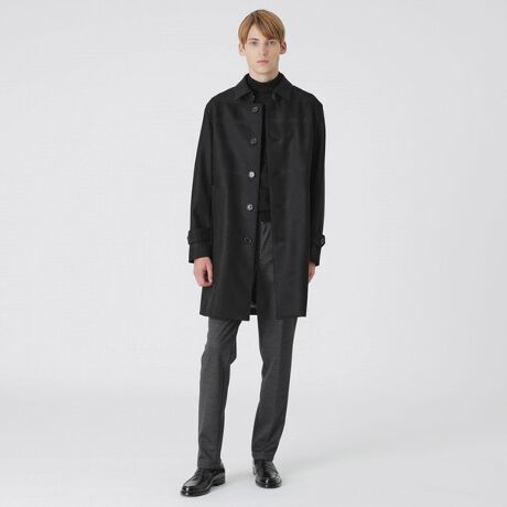 MIYUKIシャドークレストブリッジチェックラミネートステンカラーコート 