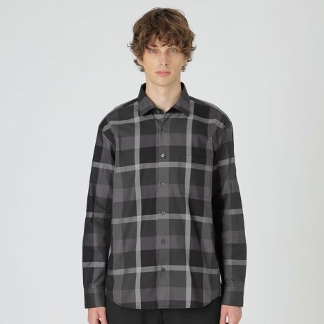 一部店舗限定】クレストブリッジチェックツイルシャツ | ブラック 