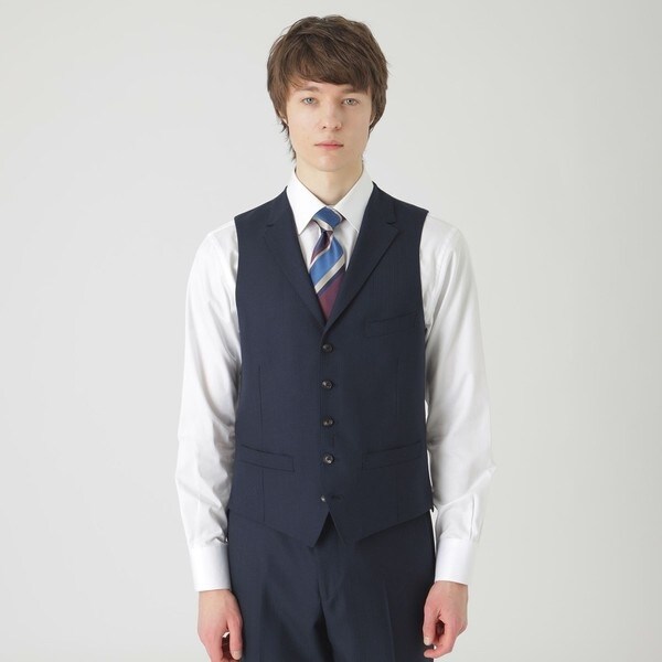 MIYUKI トップネイビーシャドーストライプスリーピーススーツ