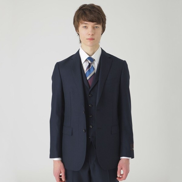 MIYUKI トップネイビーシャドーストライプスリーピーススーツ