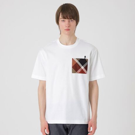 一部店舗限定】クレストブリッジチェックポケットTシャツ | ブラック 