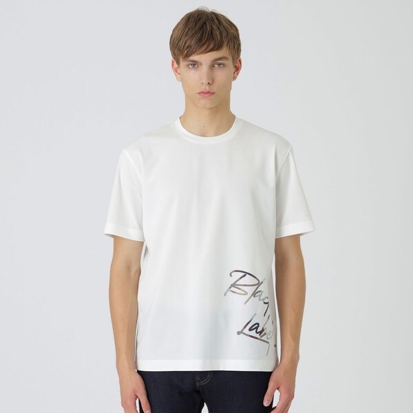 新品 ブラックレーベル クレストブリッジ チェックロゴグラフィックTシャツ 白 ボックスチェックロゴグラフィックTシャツ（カットソー）｜BLACK