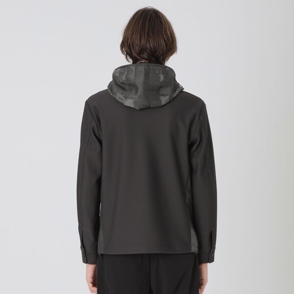 BLACK lab.】シャドーチェックハイブリッドパーカー | ブラック