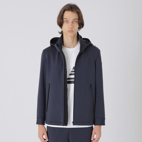 BLACK lab.】シャドーチェックハイブリッドパーカー | ブラック