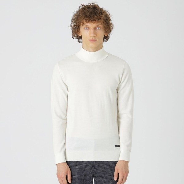 【美品】Courreges 白黒バイカラー　タートルネック　ウールニット コンフォータブルタートルネックニット | ブラックレーベル・クレスト