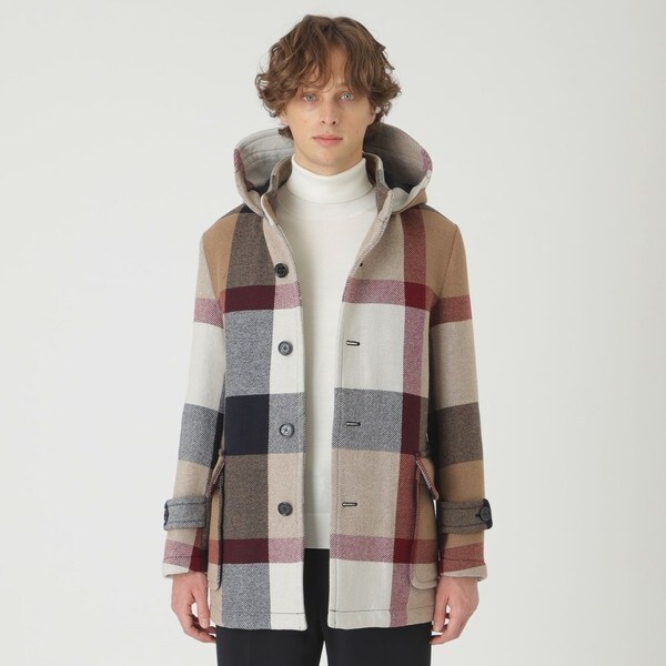 一部店舗限定】MORGANTI クレストブリッジチェックフーデッドコート