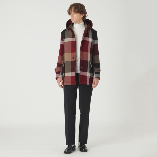 一部店舗限定】MORGANTI クレストブリッジチェックフーデッドコート