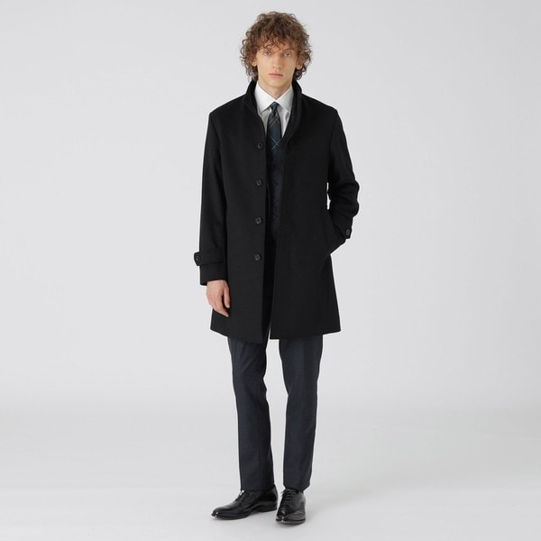 一部店舗限定】ウールスタンドカラーコート | ブラックレーベル
