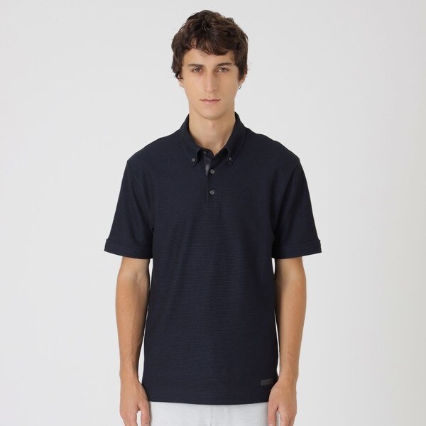 一部店舗限定】チェックコンビハニカムボタンダウンポロシャツ