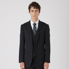 ブラックソリッドスリーピーススーツ