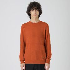 シャドーチェッククルーネックニット