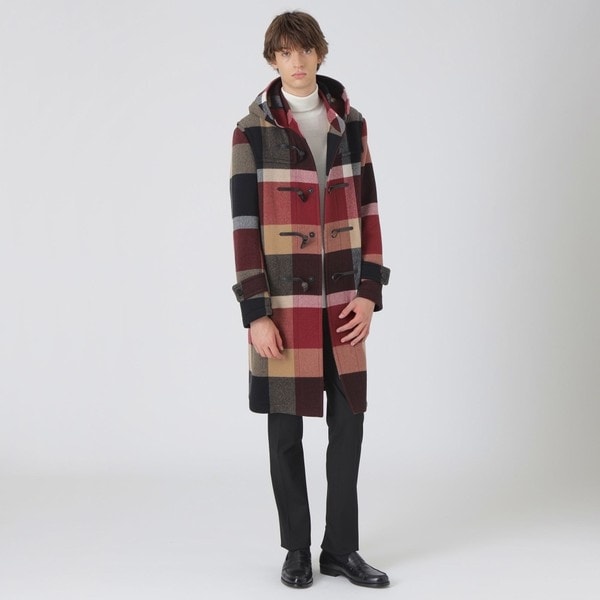 エアリーメルトンクレストブリッジチェックダッフルコート | ブラック