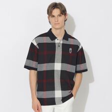 WEB限定】スラブクレストブリッジチェックポロシャツ | ブラック 