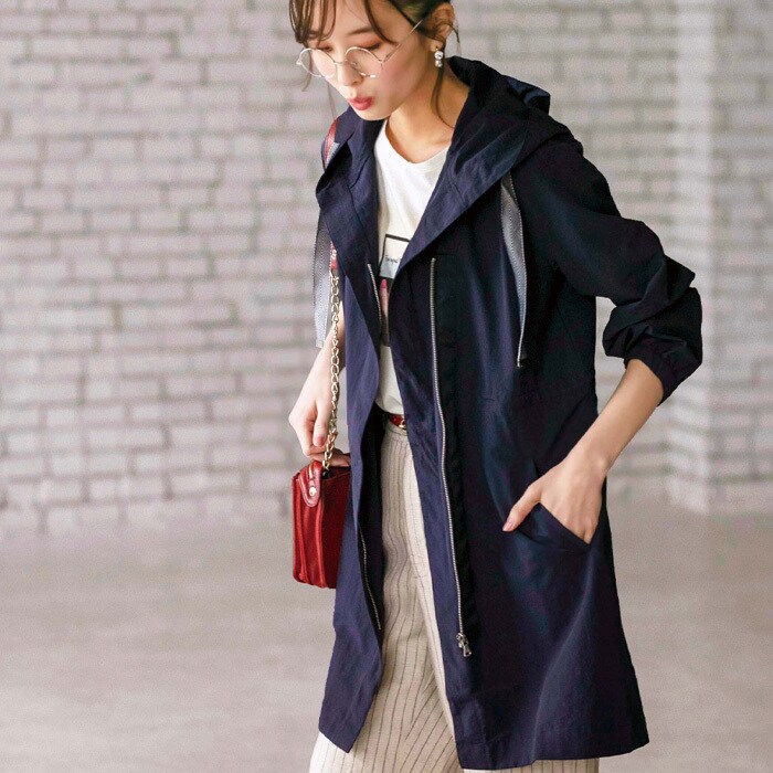 はっ水加工フードデザインロングパーカー | ベルーナ プラス(BELLUNA