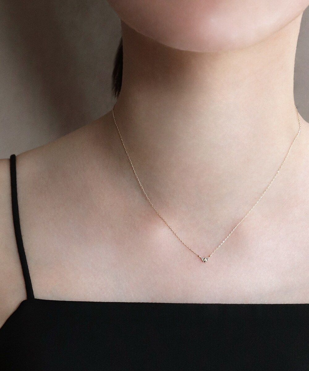 NOIR DE POUPEE 3粒ブラウンダイヤモンド ローズカットネックレス NOIR DE POUPEE 3粒ブラウンダイヤモンド ローズカット