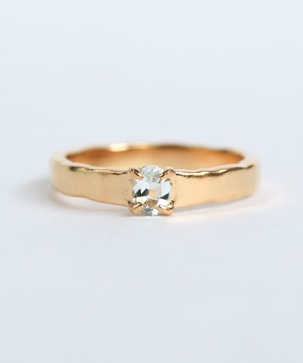 silver925 アクアマリン スムース ピンキーリング (ニッケル