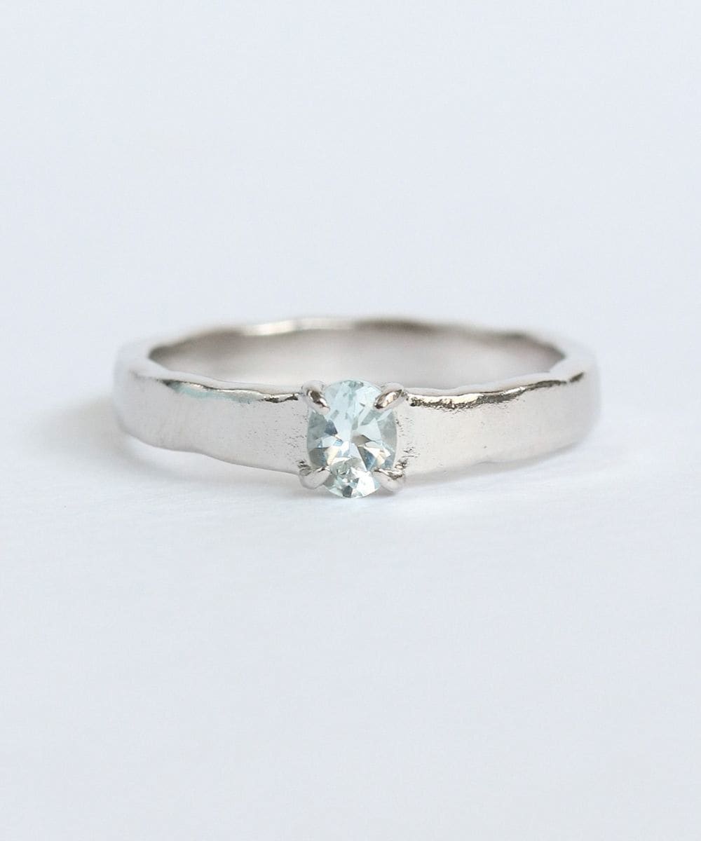 silver925 アクアマリン スムース ピンキーリング (ニッケルフリー