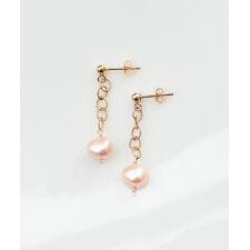 K14GF淡水パール　ピアス　チェーン×淡水