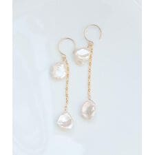 K14GF淡水パール　ピアス　花びら淡水