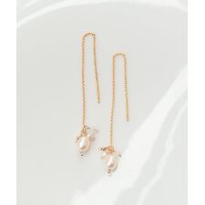 K14GF淡水パール　ピアス　ドロップアメリカン