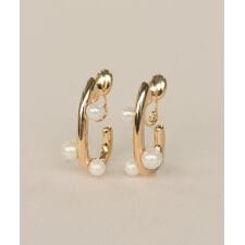 Bubbloop U字3粒パールイヤリング ノンホールピアス