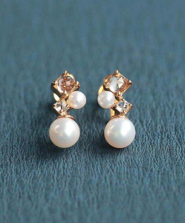 NOIR DE POUPEE 3粒ブラウンダイヤモンド ローズカット