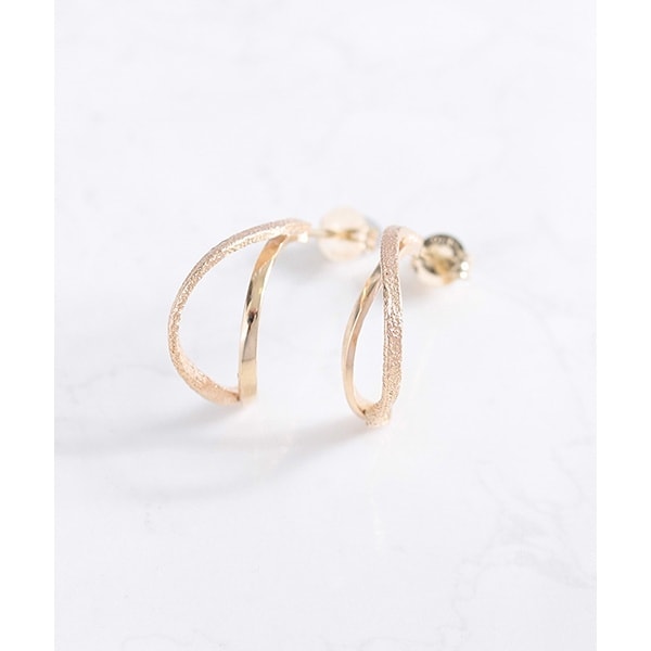 【NOIR DE POUPEE】K10 アラシ×ツヤ ゴールドクロス ピアス K10 アラシ×ツヤ ゴールドクロス ピアス | ノワール ド プーペ