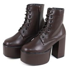 ★スクエアトゥ厚底レースアップブーツ★1542