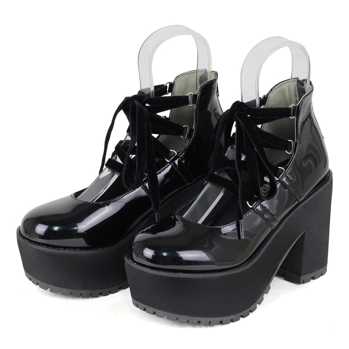 ★ベルベットリボンレース厚底パンプス★1646