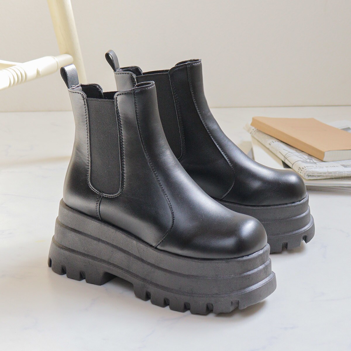 HUNTER ブラック サイドゴア ショートブーツ 24cm HUNTER