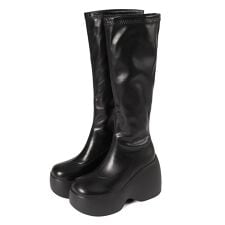 【25秋冬新作】★軽量厚底ソール  ストレッチロングブーツ★1911