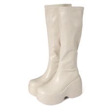 【25秋冬新作】★軽量厚底ソール  ストレッチロングブーツ★1911