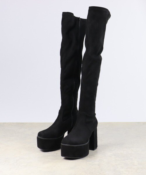 軽量ソール☆厚底ソールストレッチロングブーツ☆1544 | ラブハンター