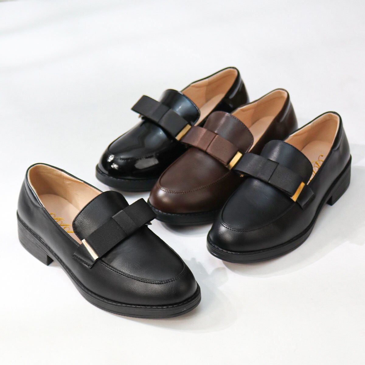 25秋冬新作】「UNISEX」22.5～27.0cm☆グラグランリボンローファー