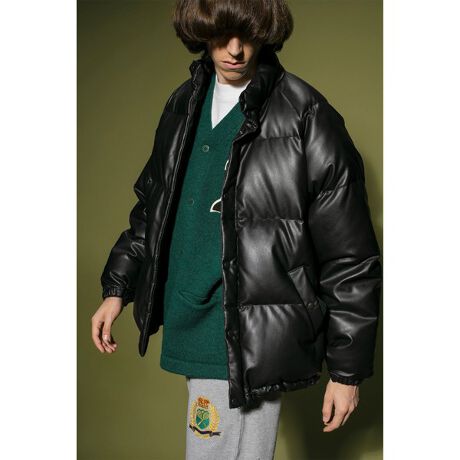 monkey time＞ FAUX LTHR DOWN JKT／ダウン  