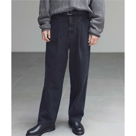 monkey time＞ ワンプリーツ ワイド デニム パンツ | モンキータイム 