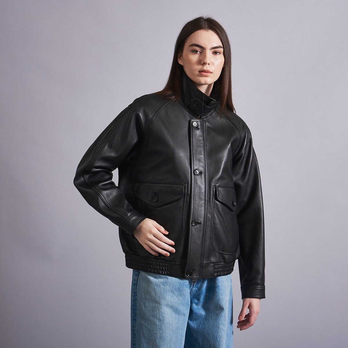 monkey time＞ シープ レザー フライト ジャケット | モンキータイム