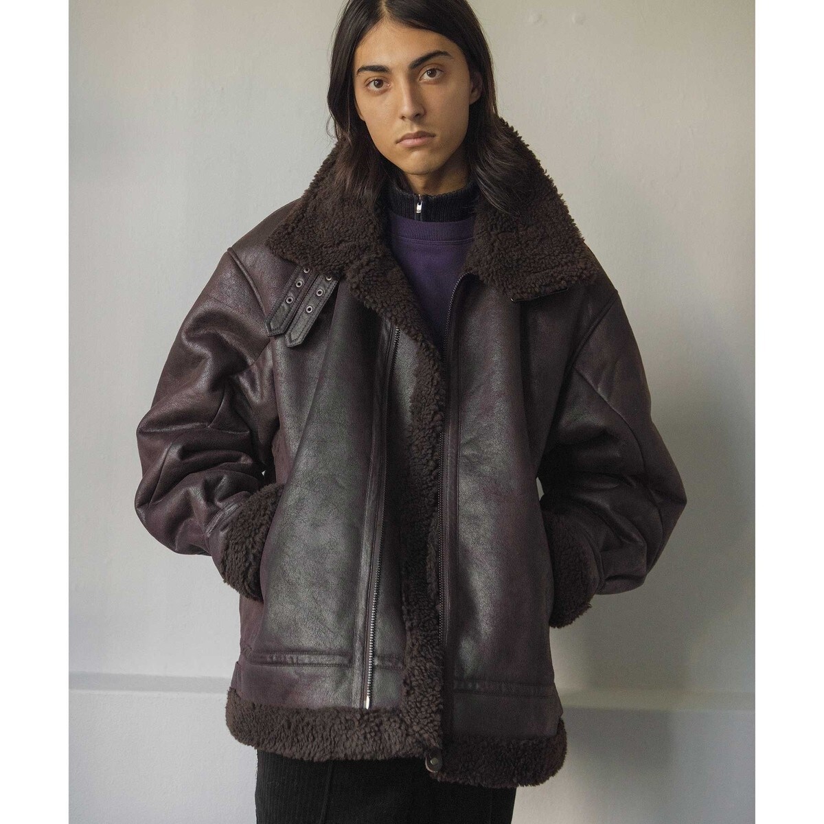 monkey time＞ フェイク ムートン B-3 ジャケット | モンキータイム