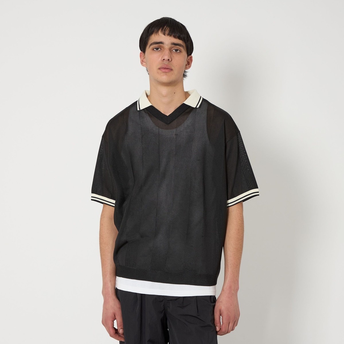 monkey time＞ E/L BLK/AZE HALF ZIP/ニット | モンキータイム
