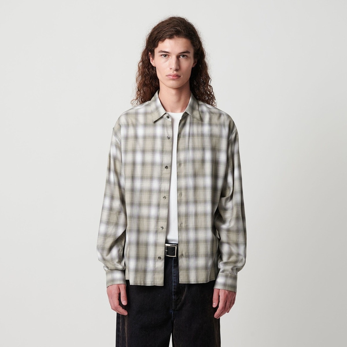 J.S.Homestead / Stead コットン / レーヨン オンブレオープンシャツ