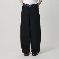 デニム シンチ バックル スーパー バギー パンツ