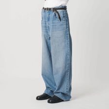 デニム ルーズ ポケット バギー パンツ