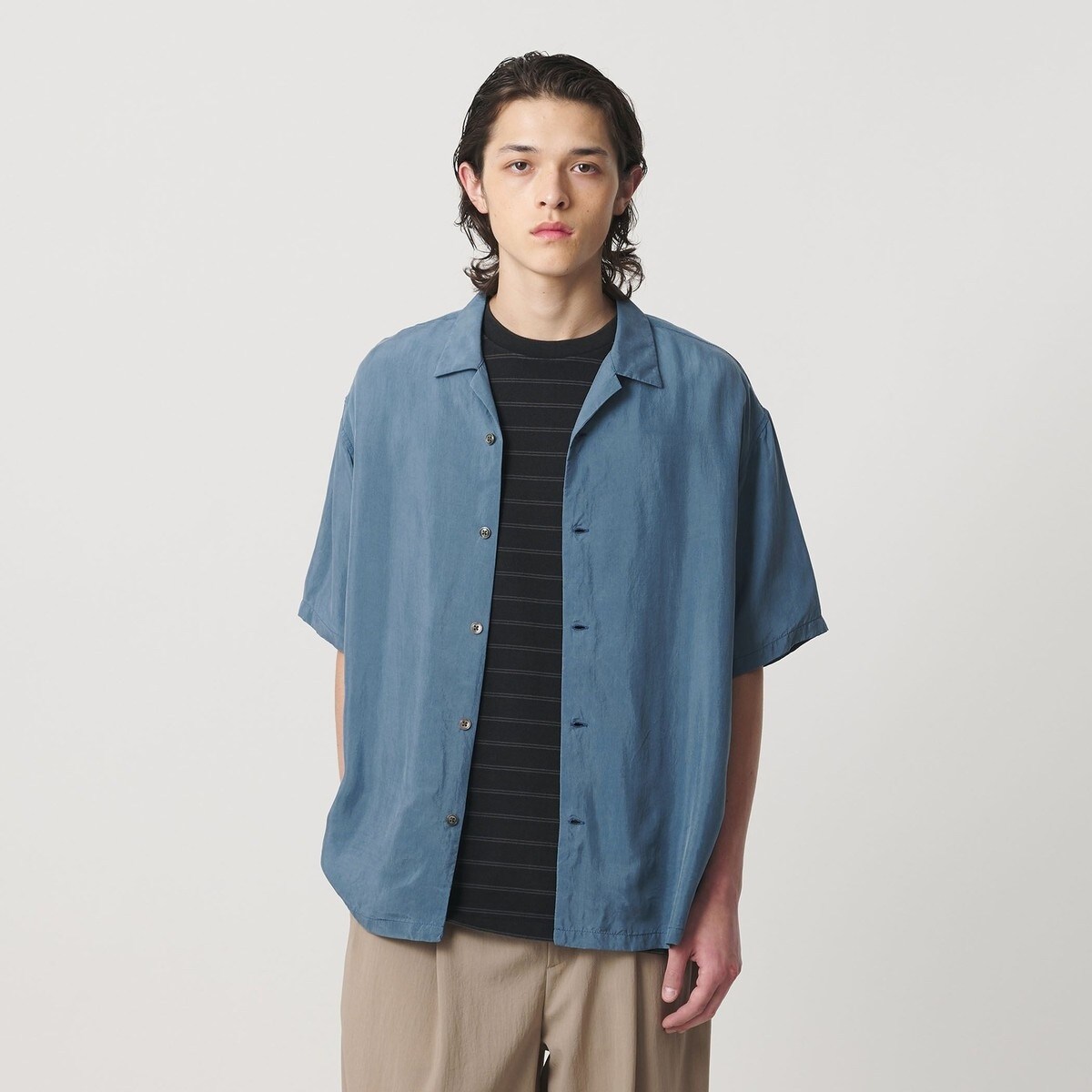 フィブリル シャンブレー オープンカラー シャツ | モンキータイム