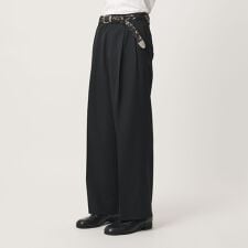 ウールミックス ツイル 2タック ワイド ストレート スラックス 