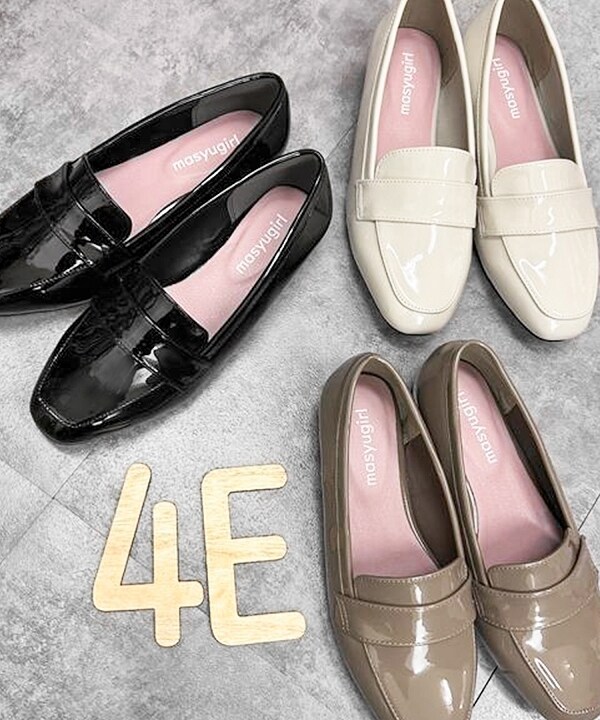 4E幅広・大きいサイズ・晴雨兼用】スクエアトゥマニッシュローファー