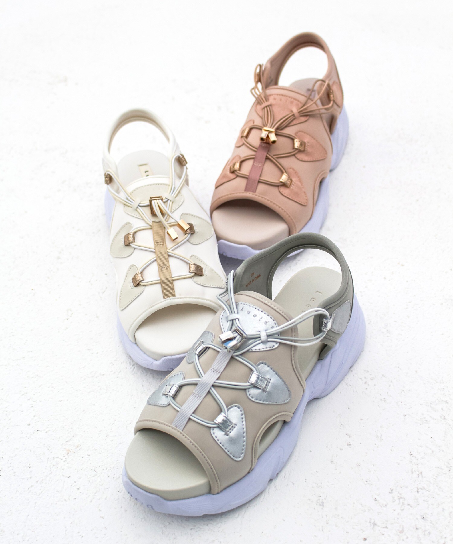 ルシーダ Lucida ゴムシューレーススポーツサンダル 厚底 白 Lucida Ophiuchus/オフィウクス （White）ゴムシューレース