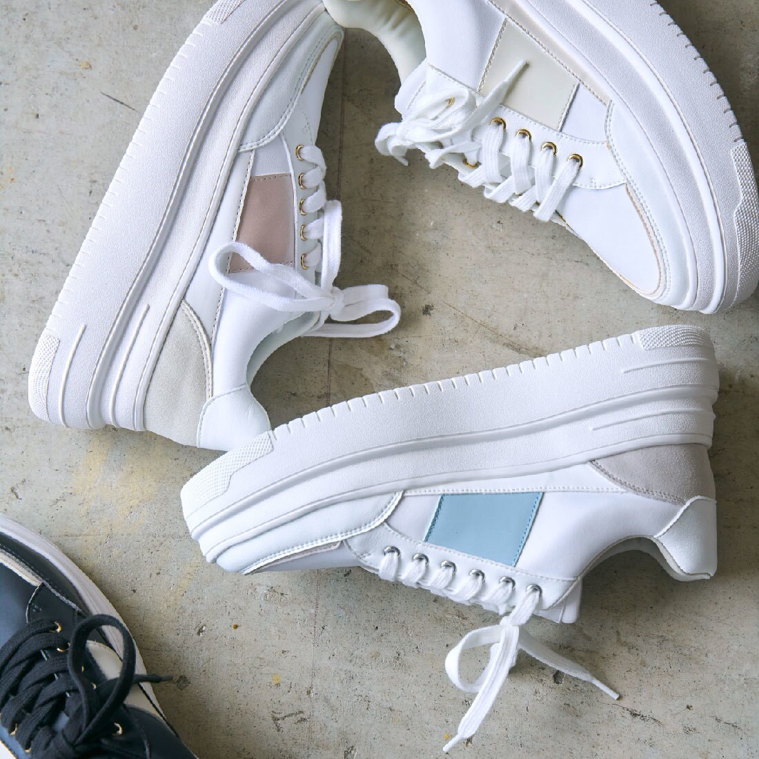 25春夏」Pole Star/サイドカラープラットフォームスニーカー